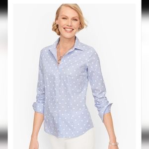 Nwot TALBOTS PERFECT SHIRT- PRETTY DOT STRIPES PETITE SMALL